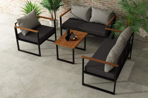 WOODESK NATURE İKİLİ BAHÇE TAKIMI, GRİ,CPT5511-130