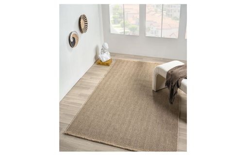 QUEEN SERİSİ JÜT HASIR GÖRÜNÜMLÜ DOKUMA MAKİNE HALISI, KAHVE, 160X300, 671