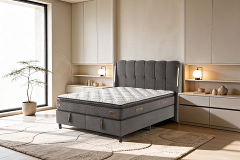 MADRİD BAZA BAŞLIK VE YATAK SETİ, GRİ, 150X200