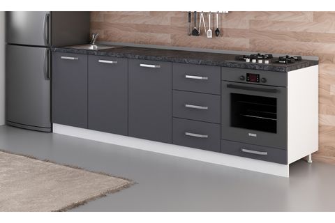 MİNAR 260 CM MUTFAK DOLABI BEYAZ ANTRASİT 260-A6-ALT MODÜL