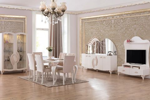 BEYAZ İNCİ YEMEK ODASI TAKIMI