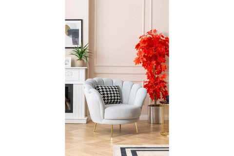 LİNE FLOWER BERJER, AÇIK GRİ, GOLD AYAK