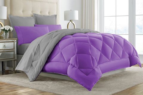 ALLA TURCA LUX ÇİFT KİŞİLİK UYKU SETİ, LASTİKLİ, MOR GRİ