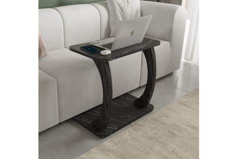 HULK TEKERLEKLİ GENİŞ YAN SEHPA, SİYAH