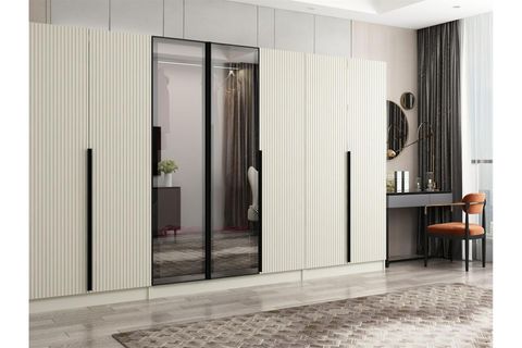 NİSA PLUS 7 KAPAKLI 2 ÇEKMECE DOLAP KUMTAŞI MEBRAN REFLEKTE CAM
