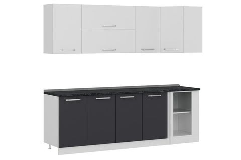 MİNAR 240CM KÖŞE MUTFAK DOLABI BEYAZ ANTRASİT K240A2