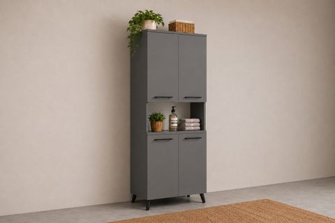 LİSTRA 4 KAPAKLI ÇOK AMAÇLI DOLAP, ANTRASİT, 170,8 CM