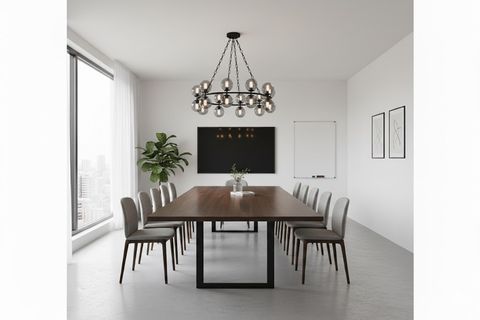 CANSU FÜME CAMLI SİYAH KASALI AVİZE, 100 CM