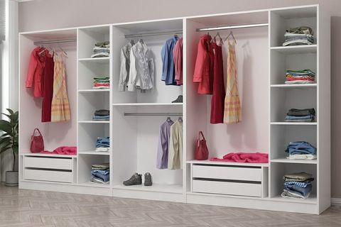 MİNAR KALE ZİNCİR GARDIROP, 8 KAPAKLI 4 ÇEKMECE, BEYAZ