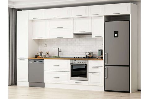 ALVİNKA 380X240 CM KLASİK MEBRAN MUTFAK DOLABI, MBB E90B45S45 1 MEBRAN BEYAZ SUNTALAM