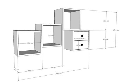 BK ÇOK AMAÇLI DOLAP, 2 ÇEKMECELİ, PNR