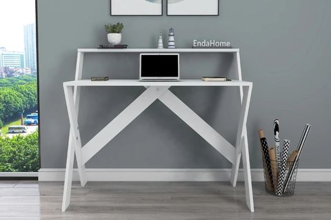 ÇAPRAZ AYAKLI DERS ÇALIŞMA MASASI, BEYAZ, 50X90 CM