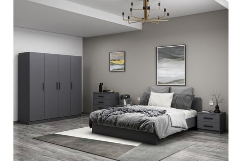 KALE210 YATAK ODASI TAKIMI, ANTRASİT, 4 KAPAKLI, SET 46