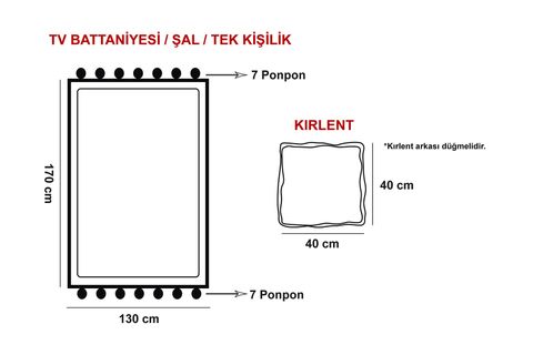EVLEN HOME PONPONLU AĞAÇ TV BATTANİYESİ VE KIRLENT SETİ, TRİKO, ANTRASİT