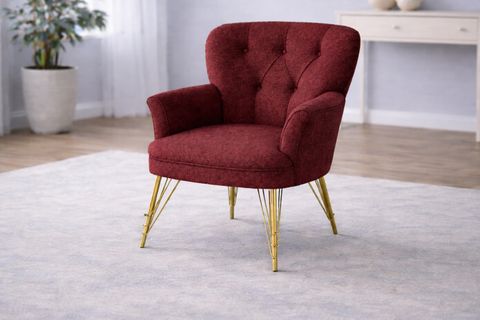 PUFY KOLLU TEKLİ BERJER, KİREMİT, METAL GOLD AYAK