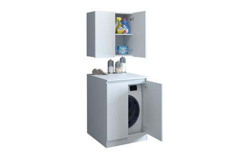 ROOMART CD1 ÇAMAŞIR MAKİNESİ DOLAP TAKIMI, ÜST DOLAPLI, MAT BEYAZ