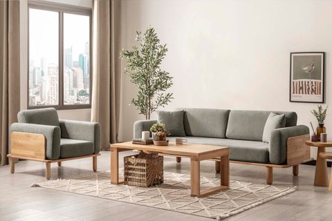 DİVA KOLTUK TAKIMI YEŞİL, NATURAL