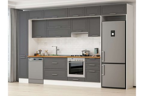 ALVİNKA 380X240 CM KLASİK MEBRAN MUTFAK DOLABI, MBB E90B40S50 1 MEBRAN ANTRASİT SUNTALAM