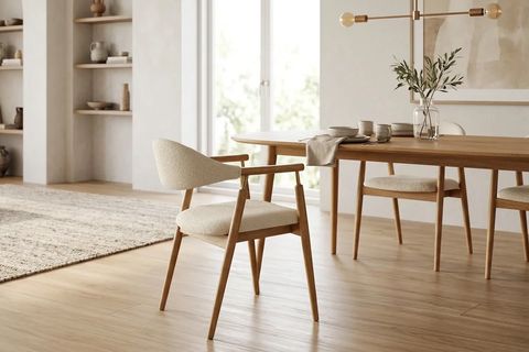 SİLLA CONCEPT, LİNA SANDALYE, CEVİZ AHŞAP, KREM KUMAŞ