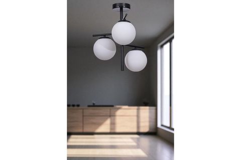 TERRA ÜÇLÜ SİYAH BEYAZ CAMLI PLAFONYER AVİZE