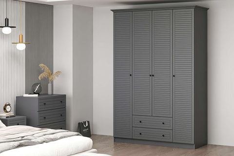 LİVO GARDIROP, ANTRASİT, 4 KAPAKLI