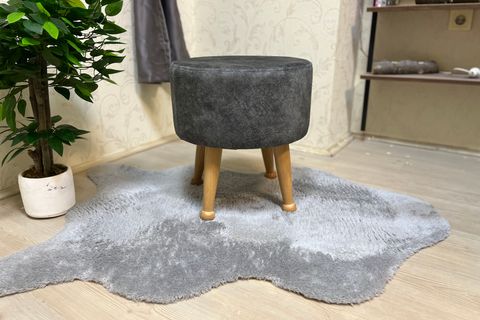 ASEDİA MİSKİN PUF, GRİ, AHŞAP, NATUREL AYAK