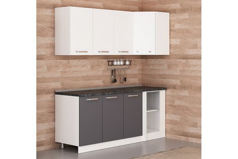MİNAR 195CM KÖŞE MUTFAK DOLABI BEYAZ ANTRASİT K195A2