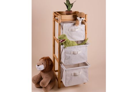 THE MİA BAMBU 3 BEZ ÇEKMECELİ DOLAP RAF, 90X35X30 CM