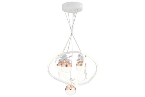 BALCA DÖRTLÜ 3 RENKLİ LED AVİZE, BEYAZ BAKIR