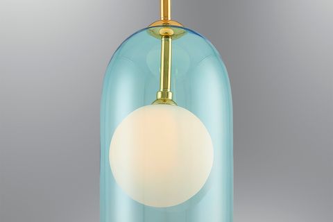 ÖZCAN AYDINLATMA 4738-2A-05 SUPA  TEKLİ UZUN CAM SARKIT, MAVİ