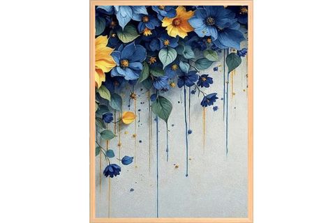 BLUE YELLOW FLOWERS TABLO SETİ, 50X70