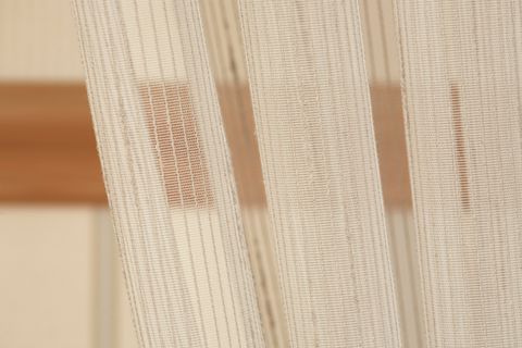 MASSARELLİ ÇİZGİLİ ŞANTUKLU KETEN TÜL PERDE, PİLESİZ, BEJ, 100X260