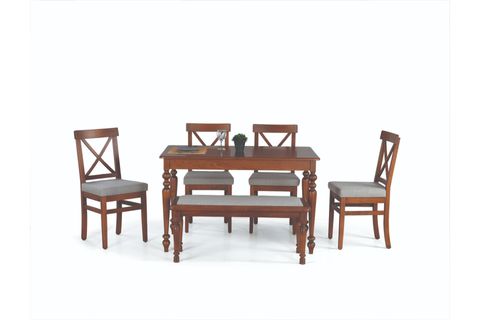 ALZANDO AÇILIR MASA + ÇAPRAZ DÖŞEMELİ SANDALYE, CEVİZ, 125X80