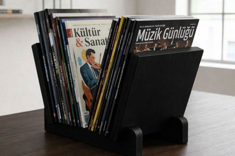 VİNTRA PLAK, DERGİ, GAZETE, KİTAP İÇİN MODÜLER RAF, SİYAH RENK