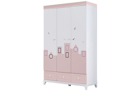 CİTY YAVRULU MONTESSORİ ÇOCUK ODASI TAKIMI, PEMBE, 3 KAPAKLI
