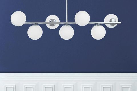 ECEM PLAFONYER YEDİLİ AVİZE, BEYAZ CAMLI KROM