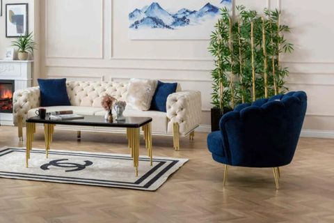 LİNE KOLTUK TAKIM, KREM LACİVERT