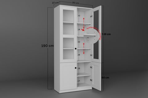 LİSA VİTRİN ÇOK AMAÇLI DOLAP, 4 KAPAKLI, BEYAZ