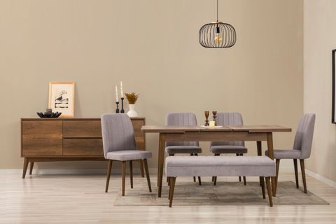 VİNA YEMEK ODASI TAKIMI, CEVİZ SOHO GRİ