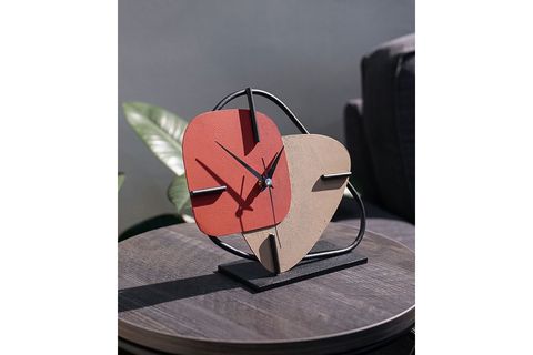 BRAZİL METAL MASA SAATİ, KREMİT KAHVE, 25X22 CM