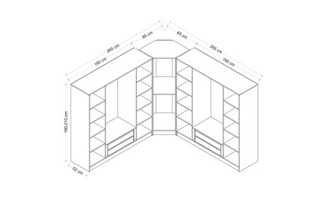 KALE MENTEŞELİ DOLAP 123, 6+ KAPAKLI BEYAZ 210 CM