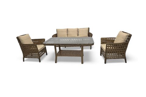PAVİA RATTAN ÜÇLÜ BAHÇE MOBİLYASI, KAHVERENGİ