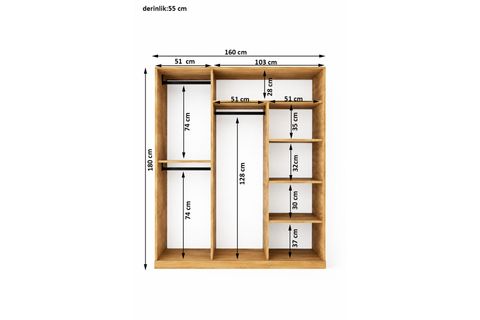 SLİNE SÜRGÜLÜ GARDIROP, ATLANTİK ÇAM GRİ