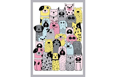 JUNGLE HALI KÖPEK DESENLİ UNİSEX ÇOCUK ODASI HALISI 100X150