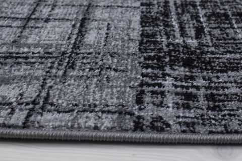KARE DESENLİ SİYAH GRİ HALI 160X230
