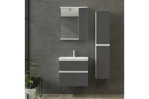 NİKA BANYO DOLABI AS2K1Ç42, BEYAZ ANTRASİT, 65 CM