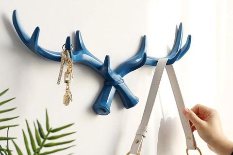 GEYİK BOYNUZU MODERN DUVAR DEKORU ASKILIK, MAVİ