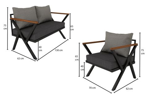 WOODESK BEGONVİL İKİLİ BAHÇE TAKIMI, GRİ, CPT5531-130