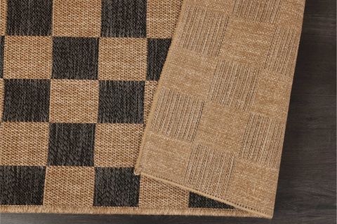 PERA HALI KAHVE VE SİYAH DAMA DESENLİ SİSAL TARZI HALI FM04BL 240X300 CM