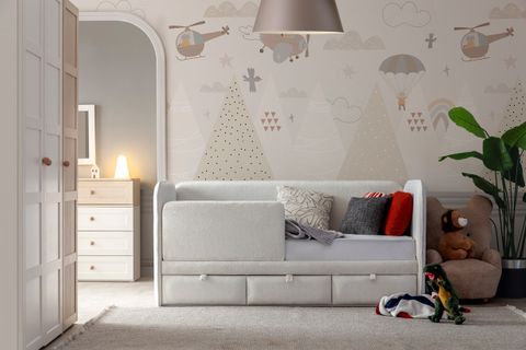 DÜNYA DÖŞEMELİ DİVAN, KREM, 90X190, KORKULUKSUZ